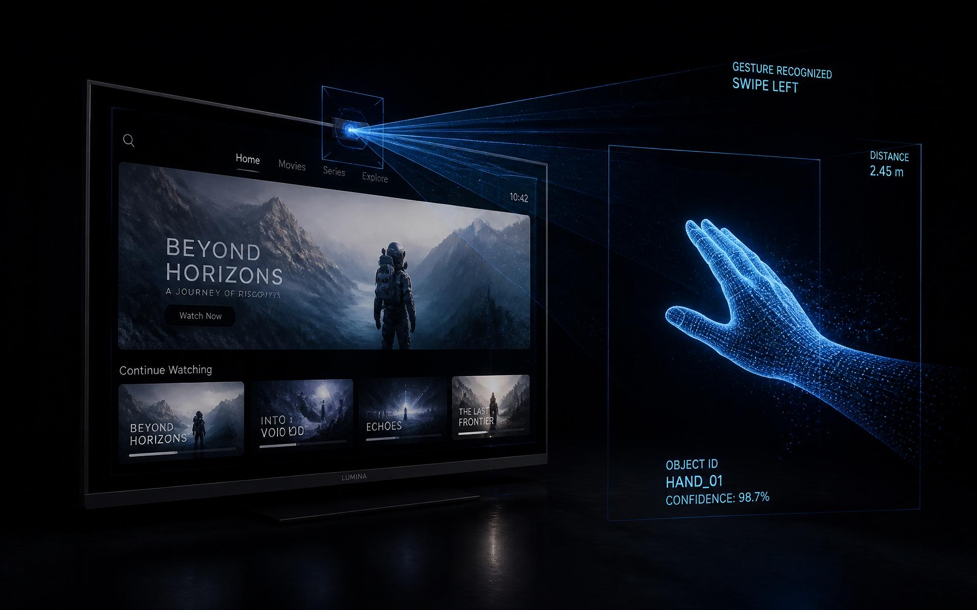 TouchFree Kiosk Manager transforming a TV into a gesture-controlled display